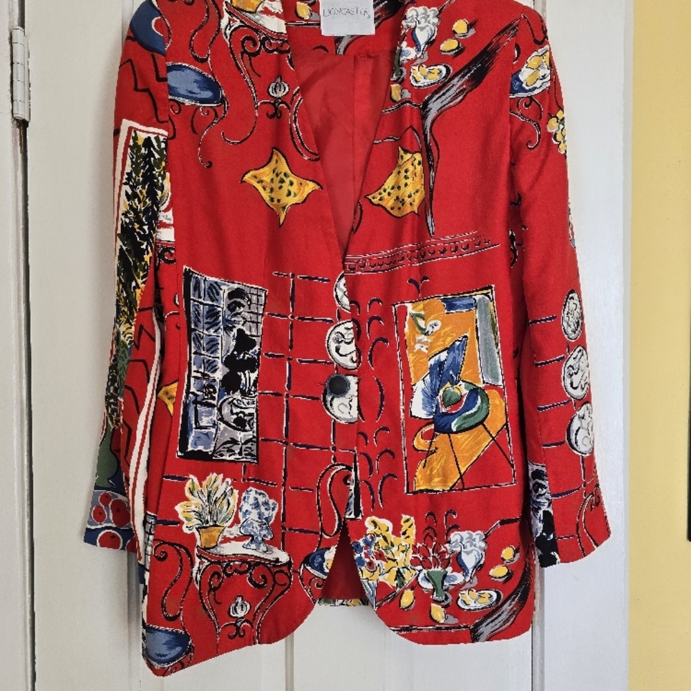 Doncaster Vintage Red one of a kind Women's one button blazer.